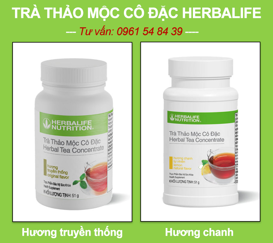 Trà thảo mộc cô đặc Herbalife gồm 2 hương: hương chanh, hương truyền thống